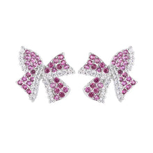 Cargar imagen en el visor de la galería, Trendy Charms Bow Stud Earrings Bracelets on Hand Red Flower Crystal Wedding Anniversary Set