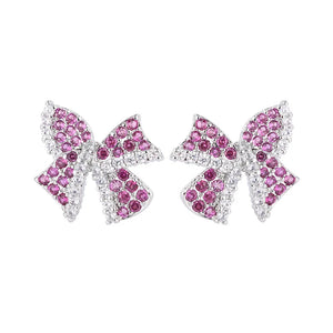 Trendy Charms Bow Stud Earrings Bracelets on Hand Red Flower Crystal Wedding Anniversary Set