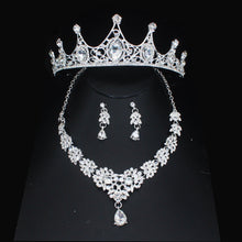 Cargar imagen en el visor de la galería, Luxury Crystal Wedding Jewelry Sets For Women Tiara/Crown Earrings Necklace Set dc02 - www.eufashionbags.com