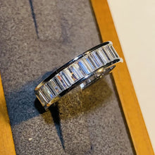 Cargar imagen en el visor de la galería, Trendy Women Full Paved Rings Rectangular Cubic Zircon Eternity Wedding Band Accessories n217