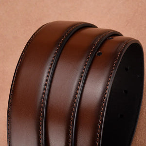 Classic Men Belt For Jeans High Quality Leather Belt Brown Genuine Leather Strap Pin Buckle