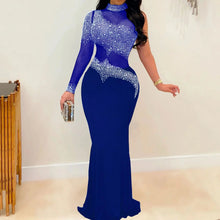 Load image into Gallery viewer, Plus Size Sheer Rhinestone Party Dress Female Luxury Dinner Prom Lady Evening Robe Summer Elegant And Pretty Women Dresses