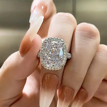 Cargar imagen en el visor de la galería, Big Cubic Zirconia Women Rings Silver Color Luxury Rings Temperament Engagement Wedding Jewelry