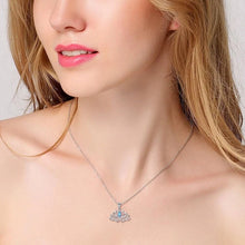Cargar imagen en el visor de la galería, Aesthetic Lotus Shaped Necklace Inlaid Marquise Blue CZ New for Women Wedding Jewelry n115