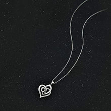 Carica l&#39;immagine nel visualizzatore di Gallery, Luxury Double Heart Pendant Necklace CZ Wedding Love Jewelry for Women n218