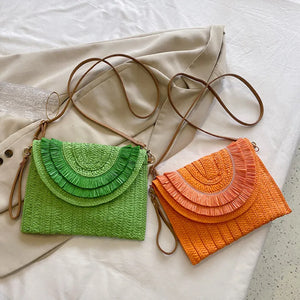 Weaving Bags Fashion Wristlet Clutches Summer Straw Women Shoulder Crossbody Bags Money Purse