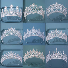 Laden Sie das Bild in den Galerie-Viewer, Diverse Silver Color Crystal Crowns Bridal Tiaras Fashion Queen Rhinestone Diadem CZ Headpiece Wedding Hair Jewelry Accessories