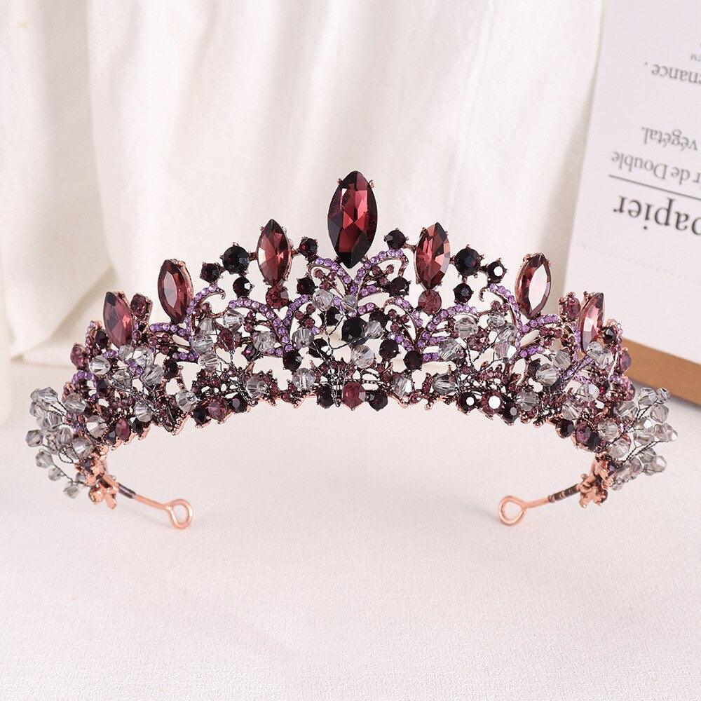 Handmade Wedding Hair Accessories Purple Crystal Crowns Tiaras bc60 - www.eufashionbags.com