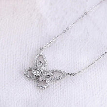 Load image into Gallery viewer, Silver Color Butterfly Pendant Necklace Women Cubic Zirconia Trendy Jewelry hn08 - www.eufashionbags.com