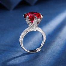 Carica l&#39;immagine nel visualizzatore di Gallery, Classic Red Six Claw Adjustable Ring 12mm High Carbon Diamond Circular Black  for Women Jewelry x23