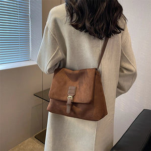 Vintage Brown Suede Soft PU Leather Women Shoulder Bags Large Crossbody Bag Tote Bag High Quality Fashion Hobo Handbags