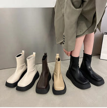 Load image into Gallery viewer, Winter Chunky Boots For Women Square Toe Shoes Slip On Platform Short Boots h12