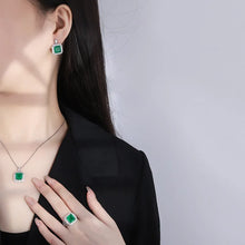 Cargar imagen en el visor de la galería, Emerald Gemstone Necklace Pendant Ring Earrings for Women Luxury Wedding Fine Jewelry x65