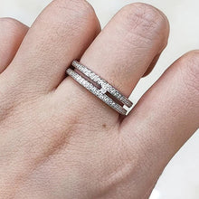 画像をギャラリービューアに読み込む, Fashion Two-line Silver Color Ring for Women Full CZ Stylish Wedding Rings x22