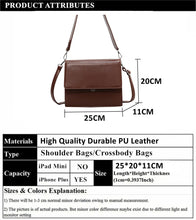 Load image into Gallery viewer, Flap Double Layers Shoulder Bags Women Square Crossbody Bag PU Leather Handbags s22