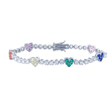 Charger l&#39;image dans la galerie, Heart Tennis Chain Bracelets for Women Trendy Multicolor Cubic Zirconia Pave Setting Jewelry b79