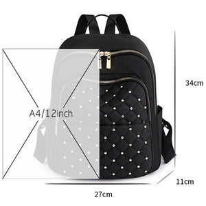 Lingge Rivet Nylon Fabric Design Large Three Layer Women's Backpack Senior Designer Brand Fashion School Bag