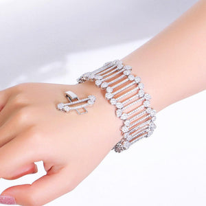 Full Cubic Zirconia Micro Pave Large Wide Bracelet for Women Wedding Party cw28 - www.eufashionbags.com