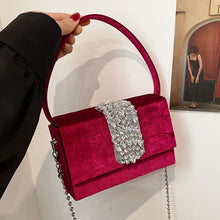 Laden Sie das Bild in den Galerie-Viewer, Fashion Women Rhinestone Evening Bag mobile phone Flap bag a173