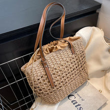 Charger l&#39;image dans la galerie, Big Straw Bucket Bag for Women 2024 Summer Trendy Weave Beach Basket Top Handle Handbags