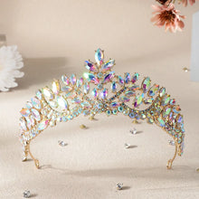 Cargar imagen en el visor de la galería, Gold AB Color Crystal Bridal Tiaras Crown Rhinestone Pageant Prom Diadem Veil Tiaras