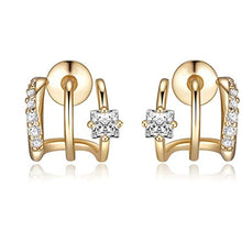 Load image into Gallery viewer, Women Paved Claw Stud Earrings Princess Square Cubic Zirconia Ear Piercing Jewelry