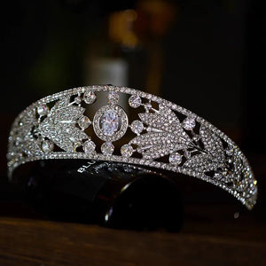 Baroque Luxury Crystal Leaf Bridal Crowns Zircon Diadem Arab Tiaras CZ Princess Headwear Pageant Party Hair Accessories