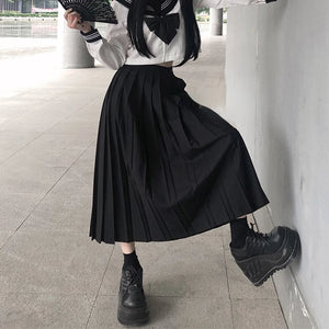 Pleated Skirts Women S-5XL Vintage Young basic Leisure Korean All-match Spring High Waist