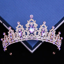 Load image into Gallery viewer, Purple Crystal Tiara For Women Wedding Crown Hair Dress Accessories Jewelry bc19 - www.eufashionbags.com