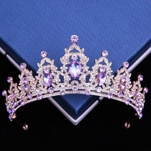 Purple Crystal Tiara For Women Wedding Crown Hair Dress Accessories Jewelry bc19 - www.eufashionbags.com