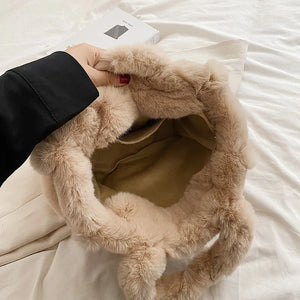 Fashion Faux Fur Shopping Bags Tote Purse Winter Women Shoulder Bag  s17