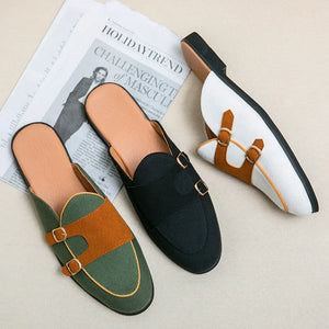 Men's Small Leather Shoes Breathable Toe Wrapped British Half Slipper Sandals