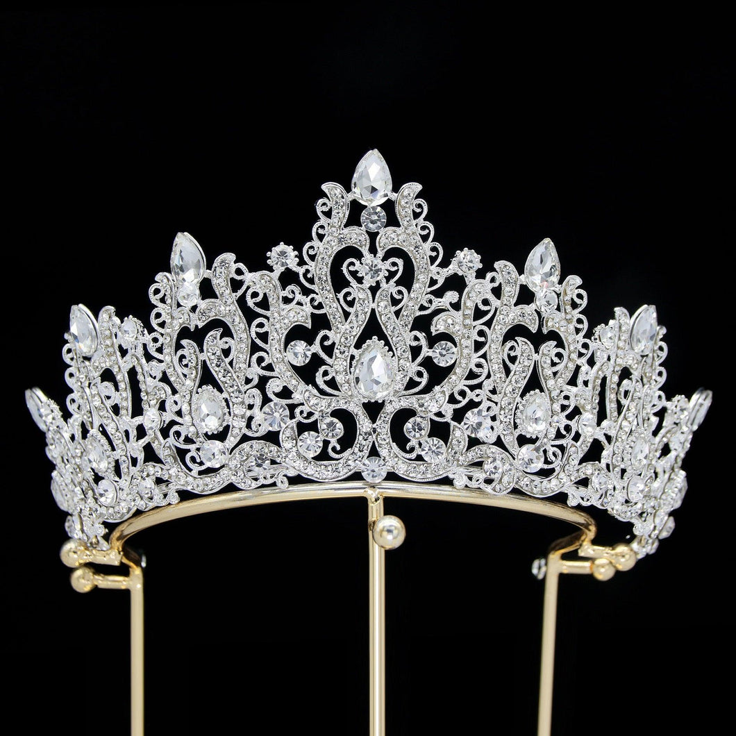 Luxury Rhinestone Wedding Hair Accessories Tiara Crystal Leaf Bridal Crown bc06 - www.eufashionbags.com