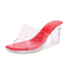 Load image into Gallery viewer, Summer Crystal Clear Transparent Square Toe Slippers Female Shoes Women Fashion Sandals High Heels for External Wear