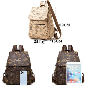 Large Multi Pocket Backpacks Fashion Printed PU Backpack Mommy Travel Bags Women's Small Brand Designer School Bags