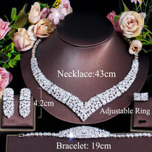 Load image into Gallery viewer, 4pcs White Cubic Zirconia Jewelry Sets Chunky Luxury Dubai Bridal Costume Accessories b39
