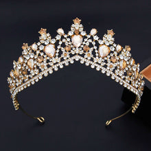 Cargar imagen en el visor de la galería, Crystal Wedding Crown and Dubai Jewelry Sets for Women Tiaras Bridal Crown Headdress Bride Hair Jewelry Accessory