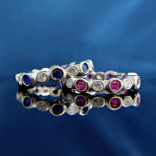 Cargar imagen en el visor de la galería, Luxury Blue/Red Cubic Zircon Promise Rings for Women Silver Color Fashion Accessories Daily Wear Party Jewelry
