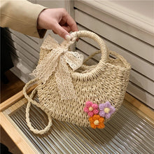 Cargar imagen en el visor de la galería, New Summer Handmade Bags for Women Beach Weaving Straw basket Wrapped Beach Bag a150