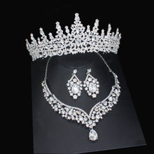 Laden Sie das Bild in den Galerie-Viewer, Pink Crystal Bridal Jewelry Sets Women Princess Tiara/Crown Earring Necklace Set dc09 - www.eufashionbags.com