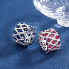Charger l&#39;image dans la galerie, Luxury High Quality Silver Color Artificial Sapphire/Ruby 16mm Wide Rings for Women x45
