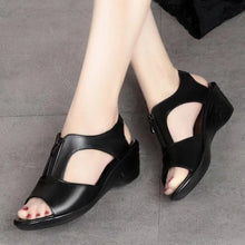 Load image into Gallery viewer, Women Summer Sandals New Wedge Roman Sandals Female Fish Mouth Zipper Breathable Wedge Sandals Women Designers Luxury Sandals