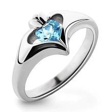 Load image into Gallery viewer, Sky Blue Heart Cubic Zirconia Rings for Women hr208 - www.eufashionbags.com