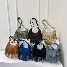 Charger l&#39;image dans la galerie, Y2k Tassel Design Suede Fabric Small Crossbody Bags for Women 2024 Designer Luxury Handbags Shoulder Bag