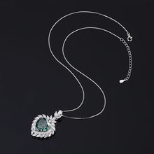 Charger l&#39;image dans la galerie, 925 Sterling Silver Mint Green 15*15 High Carbon Diamond Heart-shaped Crystal Ring Necklace Set x16
