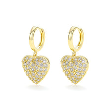 Carica l&#39;immagine nel visualizzatore di Gallery, Full CZ Heart Drop Earrings for Women Luxury Trendy Bridal Wedding Earrings Exquisite Birthday Gift