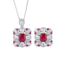 画像をギャラリービューアに読み込む, Square Red Crystal Pendant Necklace Adjustable Ring High Quality Handmade Women Jewelry x22