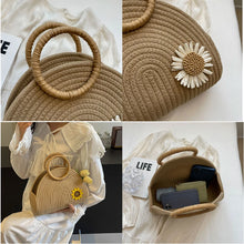 画像をギャラリービューアに読み込む, Cotton thread Woven Handbag Women Holiday Beach Casual Tote Top-Handle Bags a180
