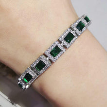 Charger l&#39;image dans la galerie, silver color Green Dubai Jewelry Set for Women Wedding Earings Ring bracelet mj31 - www.eufashionbags.com