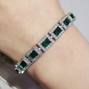 silver color Green Dubai Jewelry Set for Women Wedding Earings Ring bracelet mj31 - www.eufashionbags.com